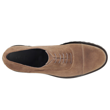 Casual suede oxford shoes with track sole and cap toe for men