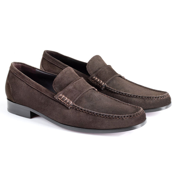 Stitched suede moccasins for men