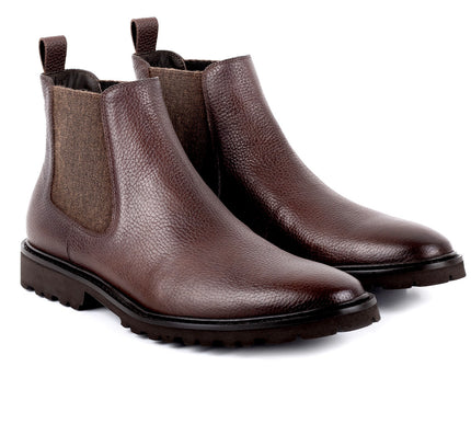 Botas Chelsea pintadas a mano con suela de goma y puntera para hombre