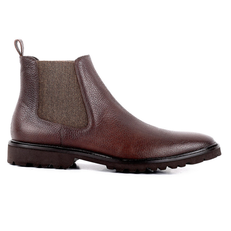 Hand‑painted Chelsea boots with track sole and cap toe for men