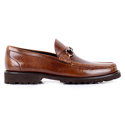 Men's moccasins with track sole and buckle
