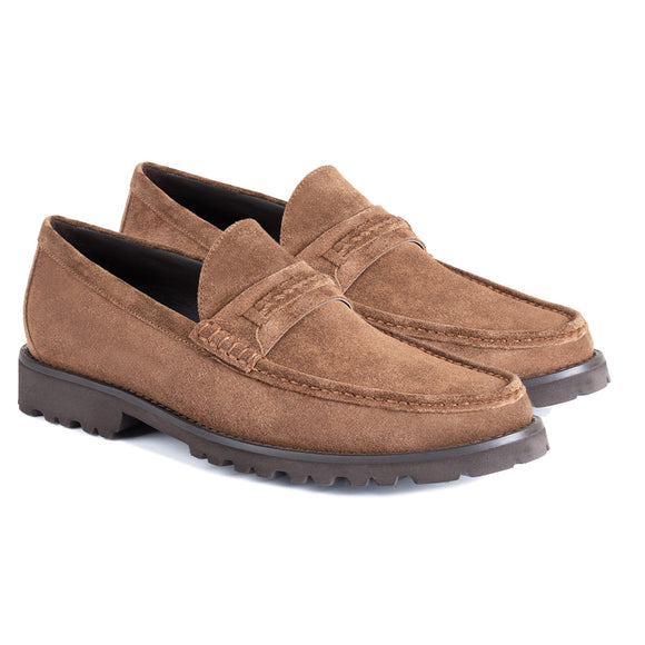 Suede moccasins with track sole for men