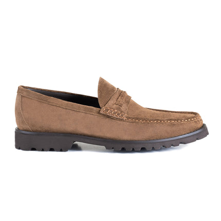 Suede moccasins with track sole for men