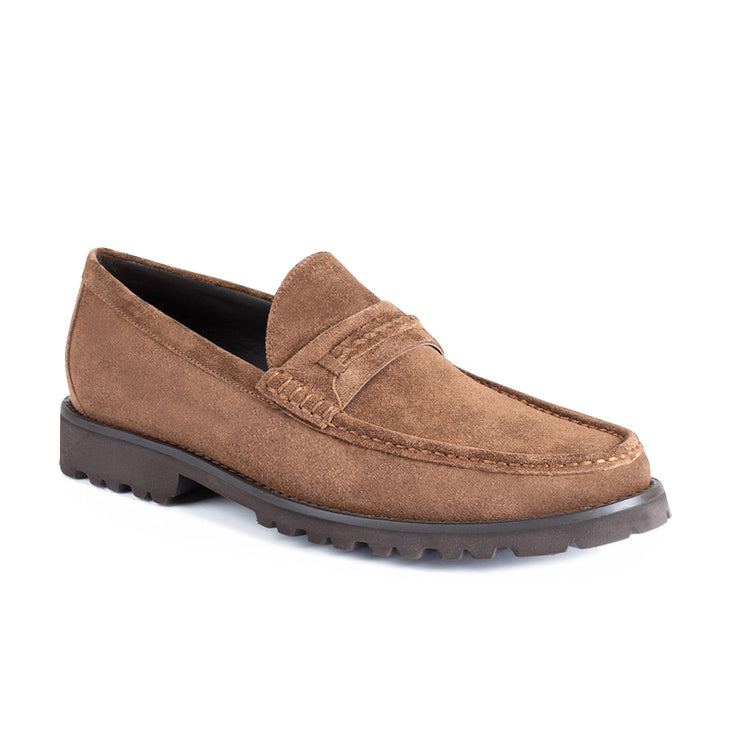 Suede moccasins with track sole for men