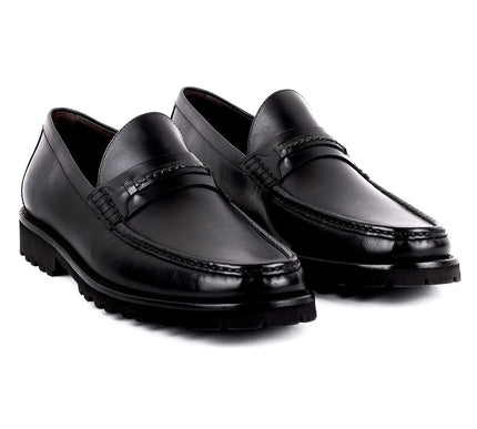 Leather Moccasins with Track Sole for Men