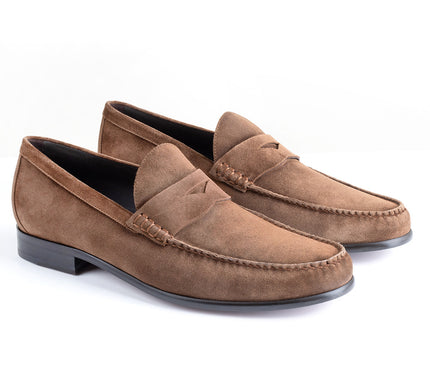 Suede penny moccasins for men