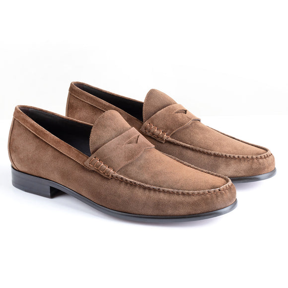 Suede penny moccasins for men