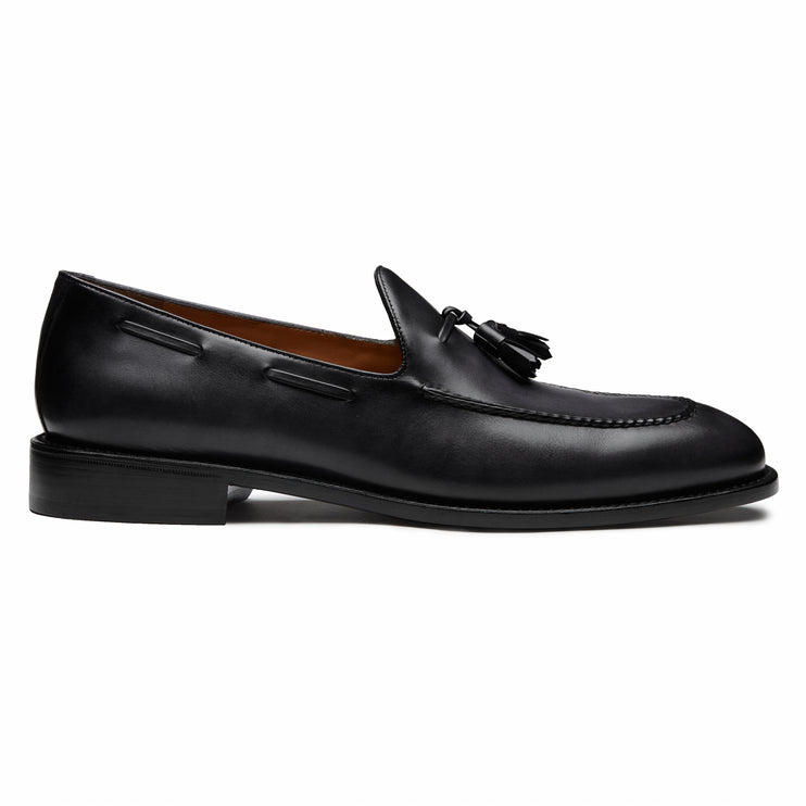 mens-shoes-slipper-loafers-leather-calfskin-inner-cushioning-black-goodyear-welt