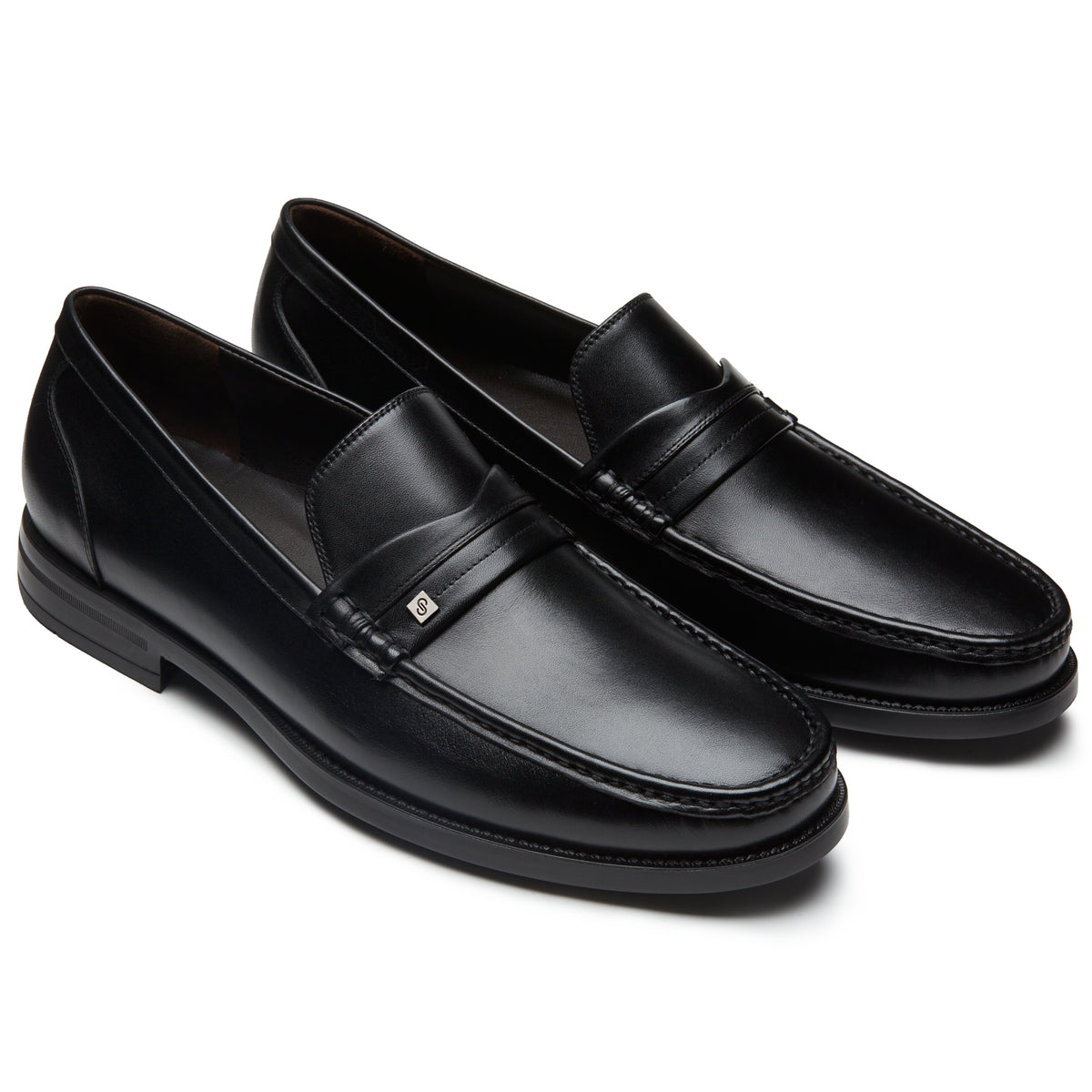 NWOT Vintage Men’s Classic Black Leather Loafers Cato Black Leather Buckle Loafers main image 4