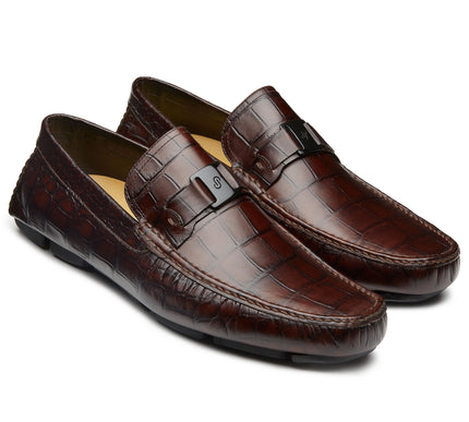 brown driving loafer