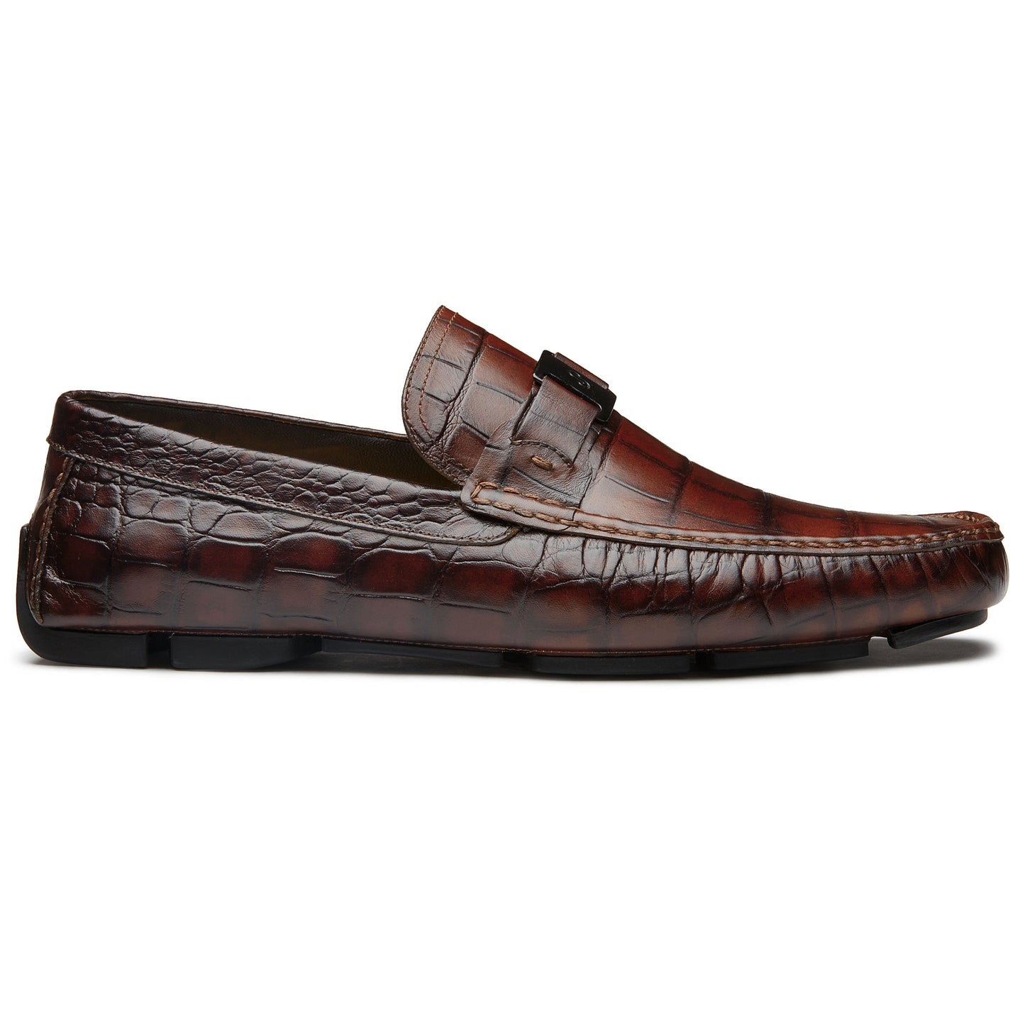 brown driving loafer