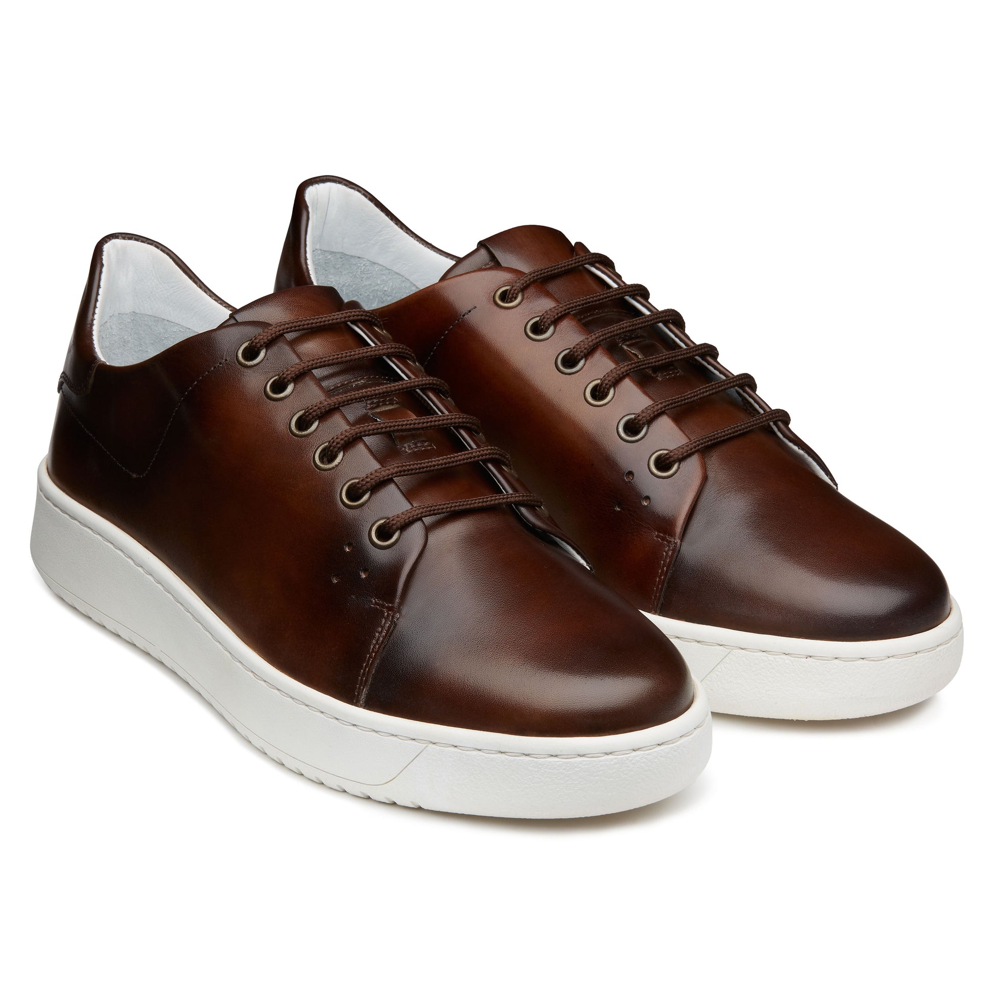 men's brown sneaker dress shoes Duke Dress Sneakers In Brown With White Outsole